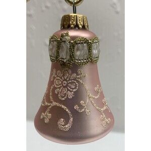 Vintage West Germany Glass Bell Ornament Christmas Tree Mica Glitter Embellish 4